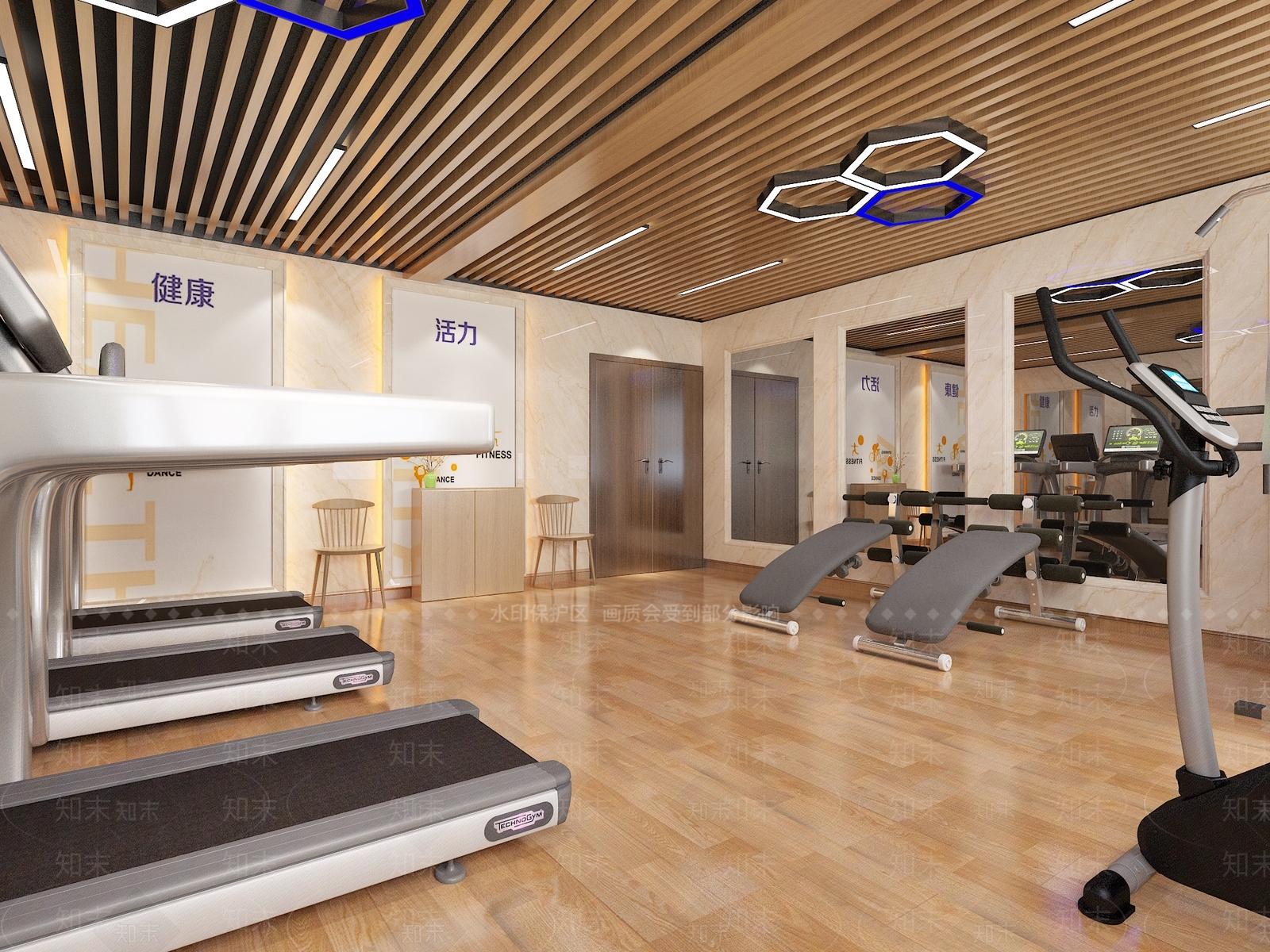 现代小型公司健身房3D模型下载【ID:959815667】