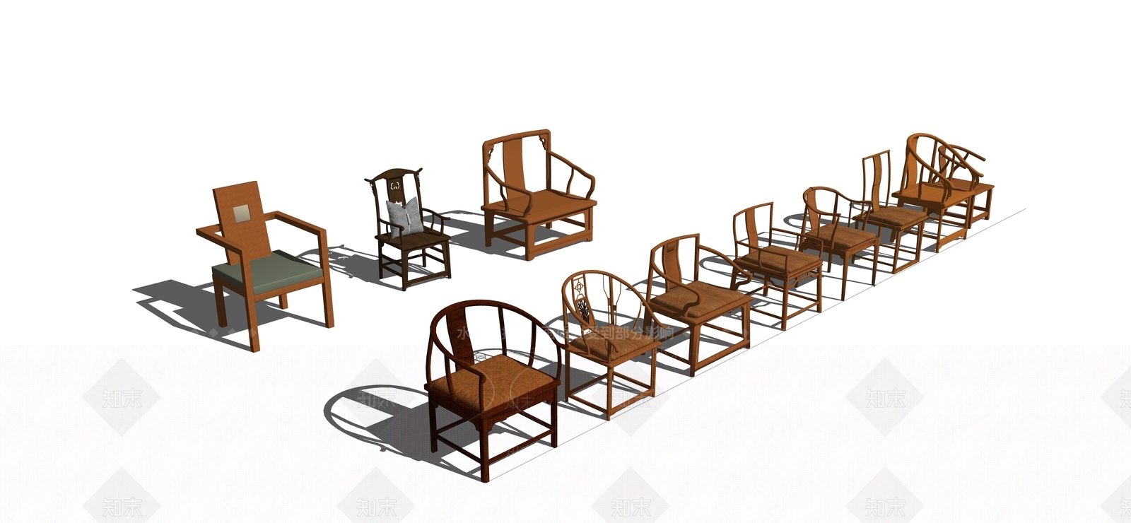 新中式风格圈椅SU模型下载【ID:459845543】