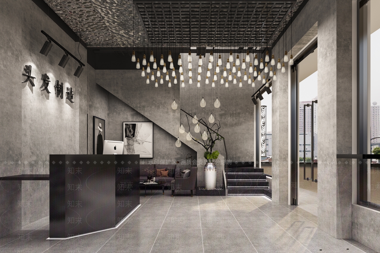工业风美发店3D模型下载【ID:959871742】