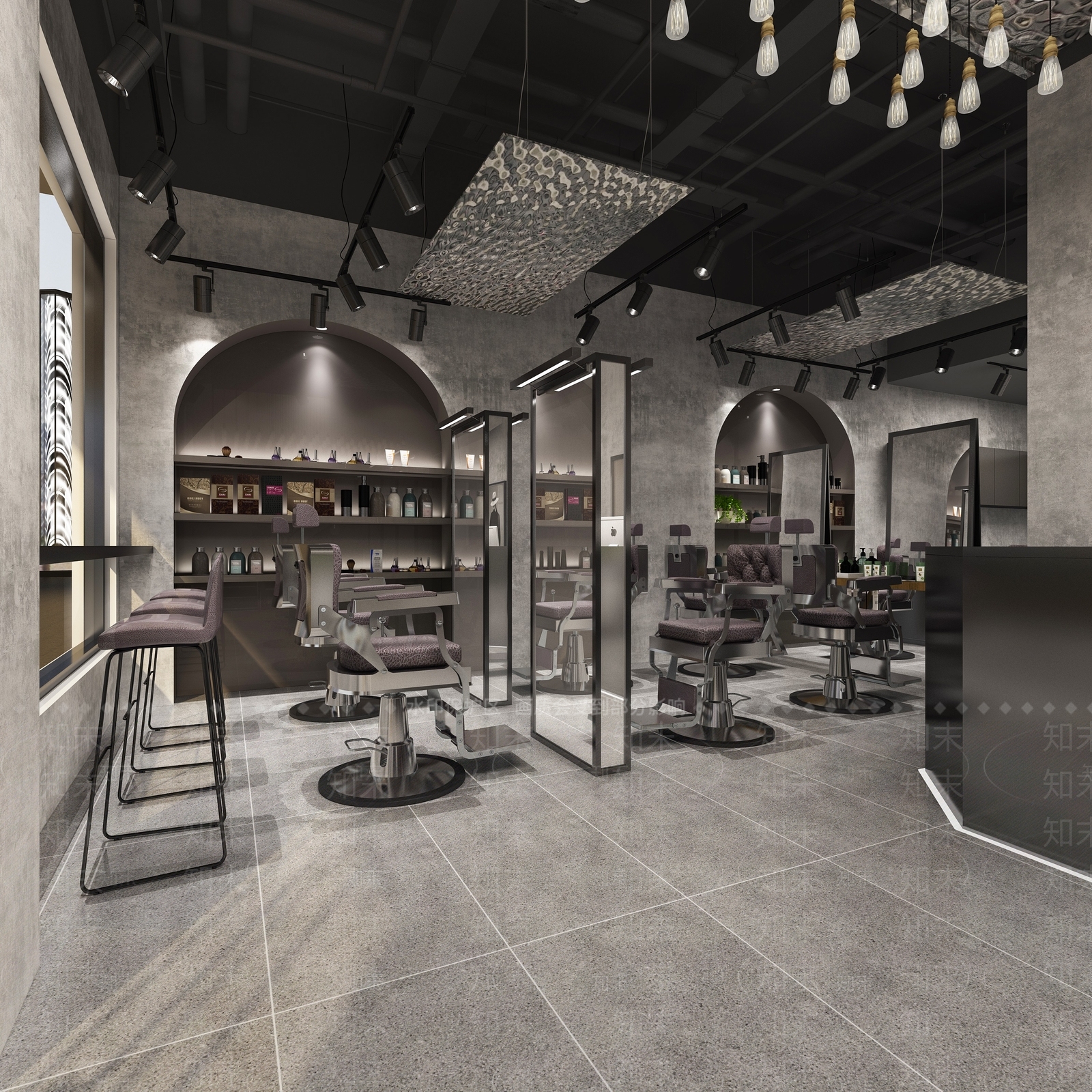 工业风美发店3D模型下载【ID:959871742】