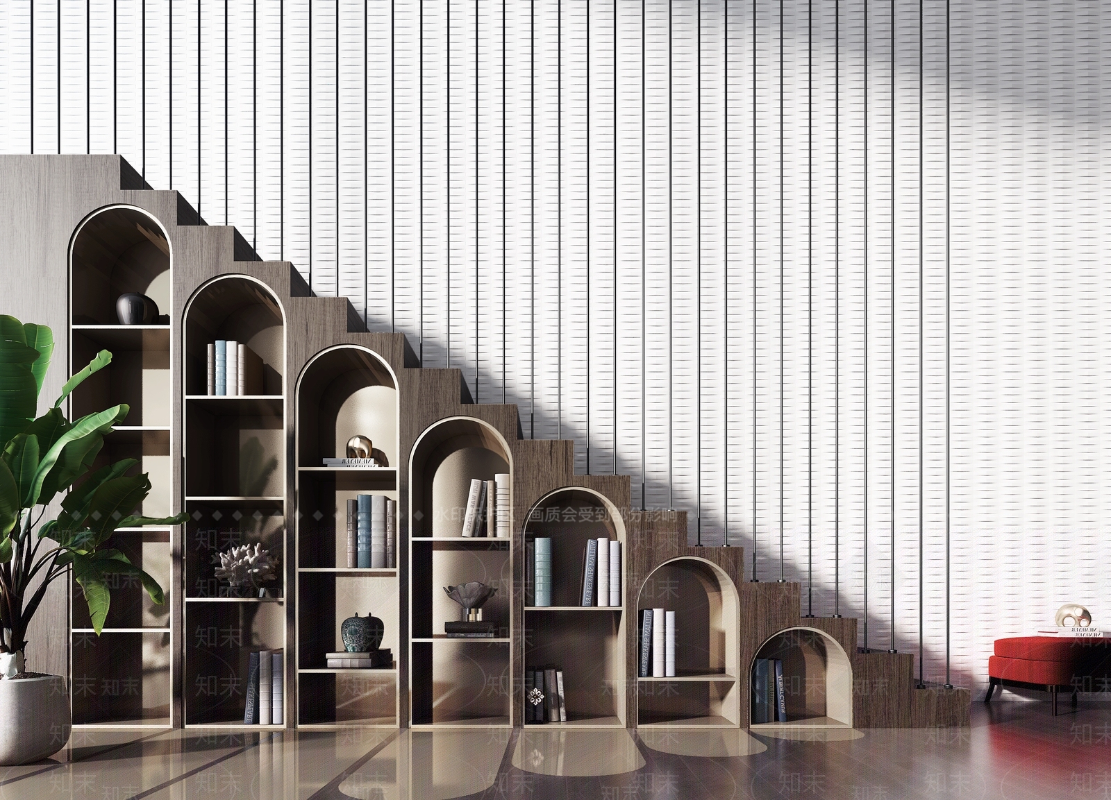 现代楼梯装饰柜3D模型下载【ID:959889227】