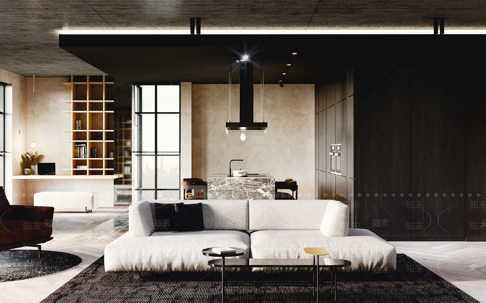 现代迪拜摩天大楼29层公寓客餐厅DEZEST设计3D模型下载【ID:759890936】