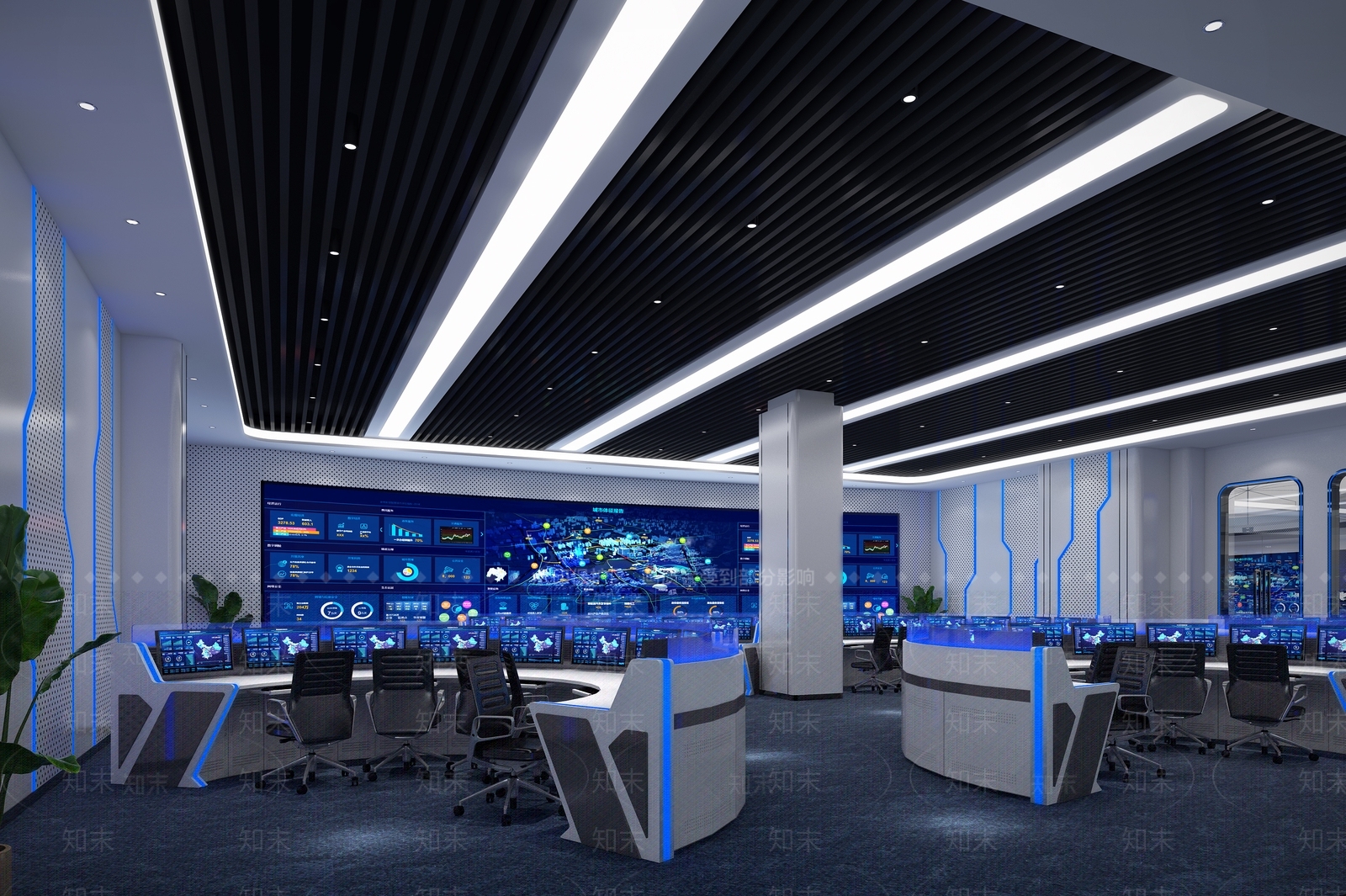 现代科技感指挥中心3D模型下载【ID:559915453】