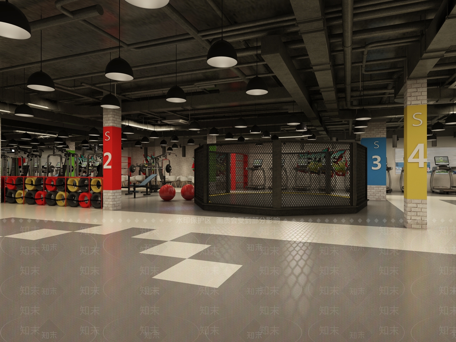 工业风健身房3D模型下载【ID:959917697】