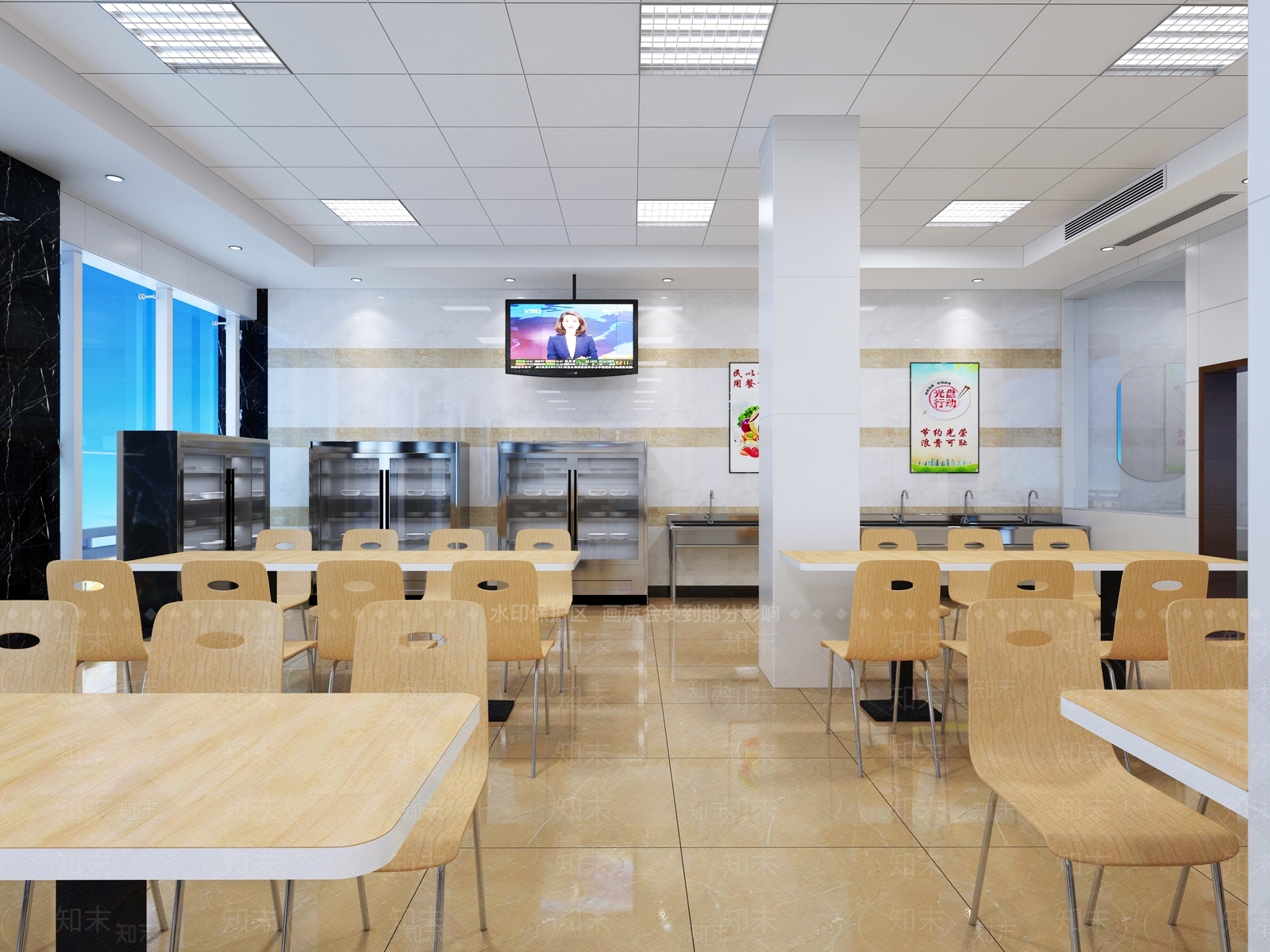 现代食堂3D模型下载【ID:759983755】