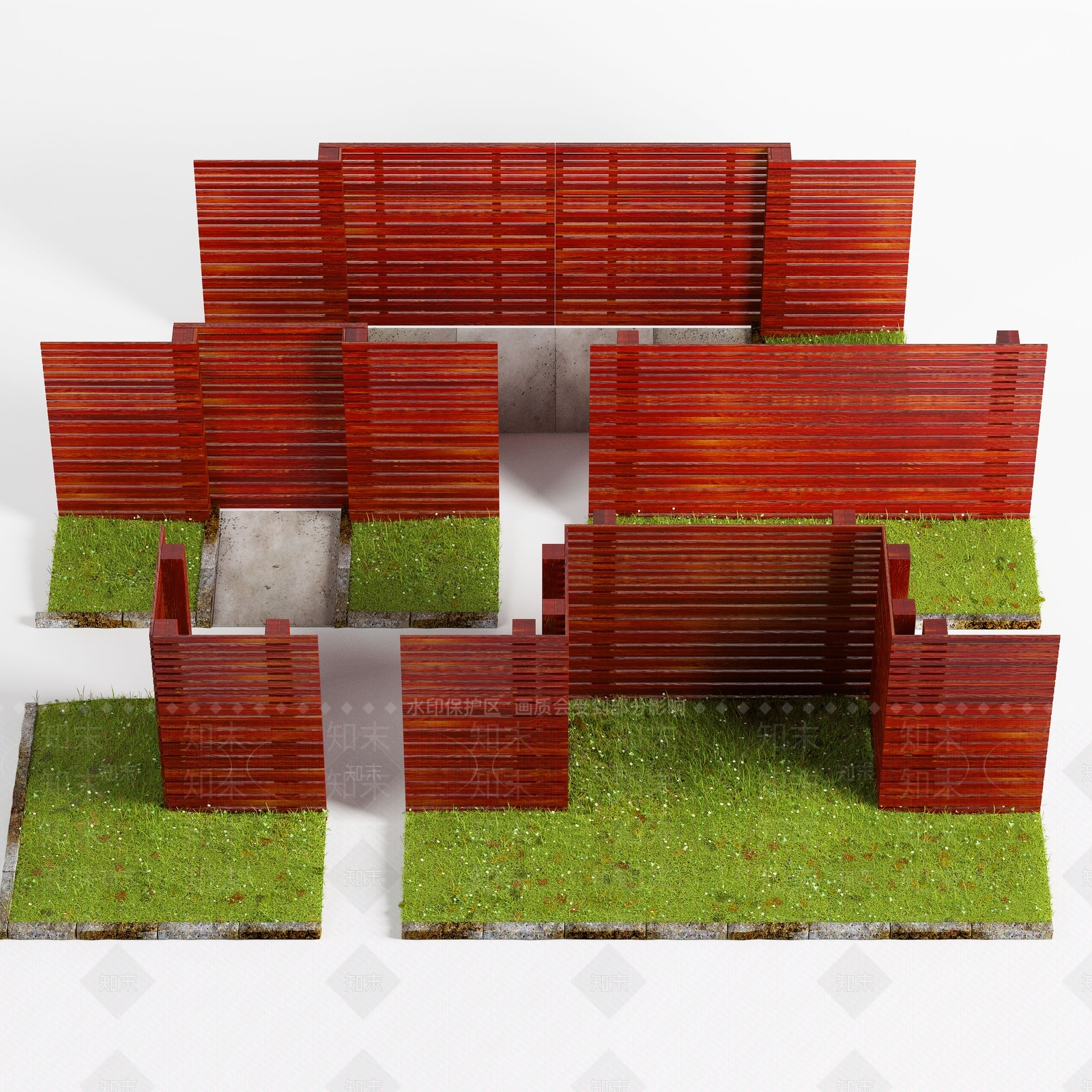 现代木质围栏3D模型下载【ID:959993580】