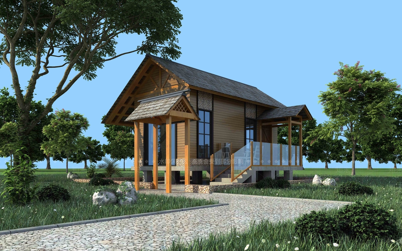 现代风格独栋别墅3D模型下载【ID:360013558】