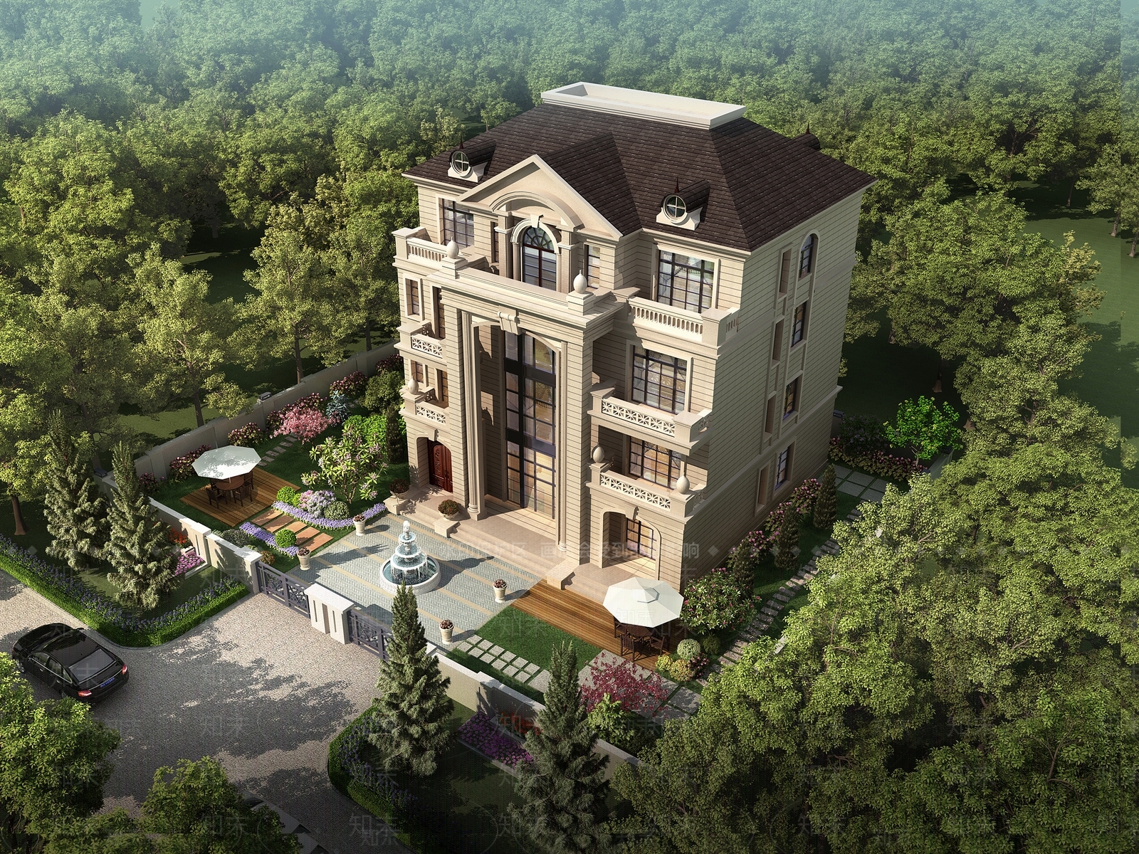 欧式古典风格独栋别墅3D模型下载【ID:360022530】