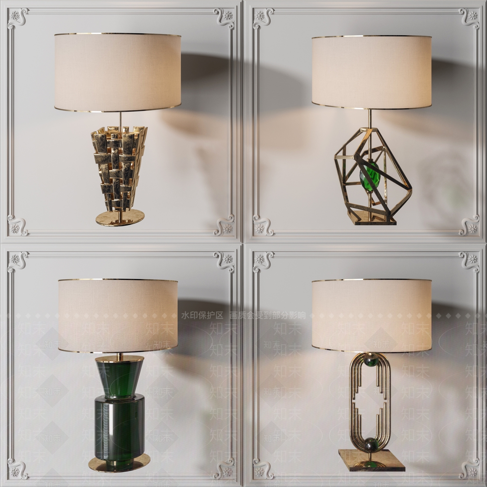 现代风格台灯3D模型下载【ID:660020198】