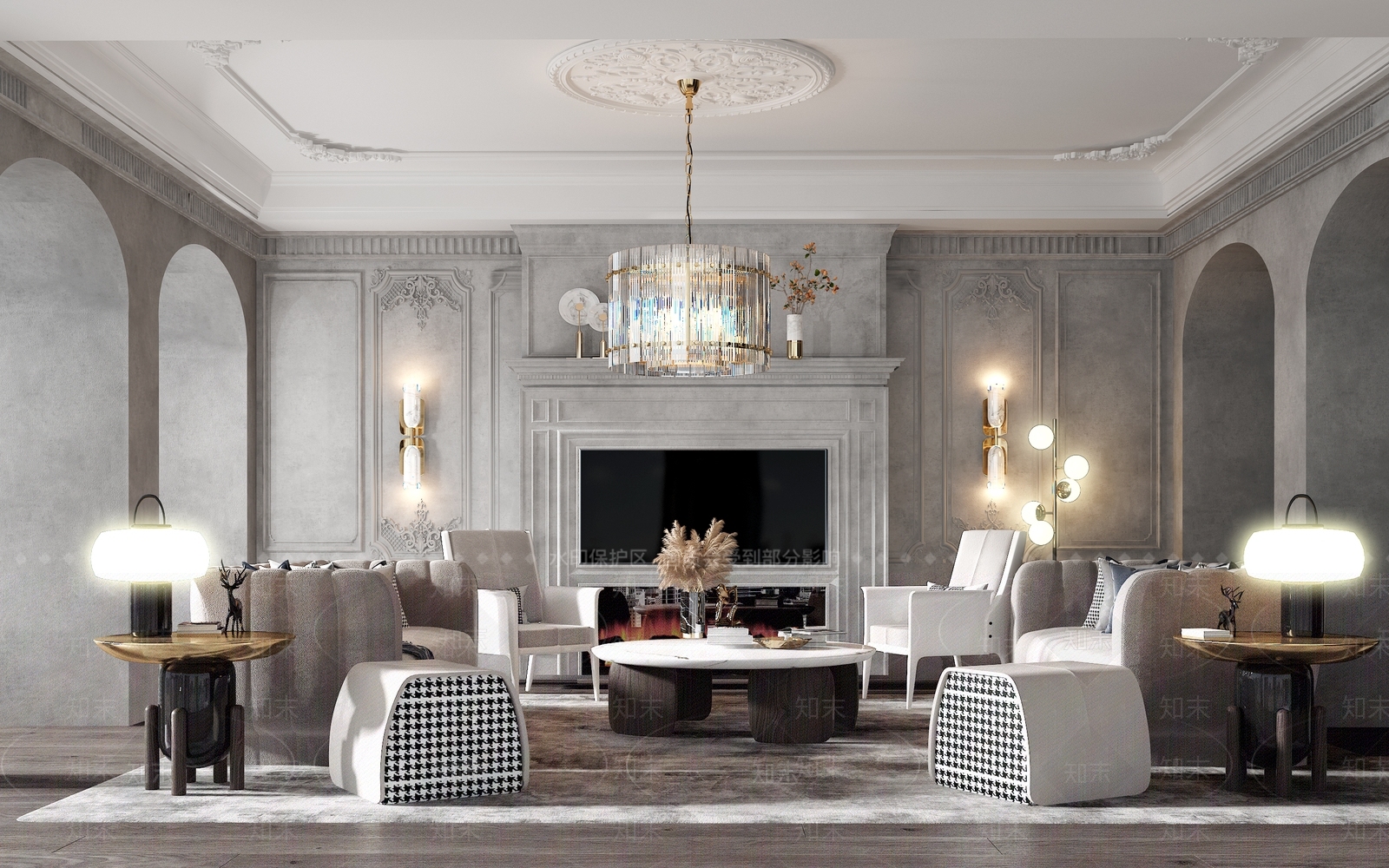 简欧风格家居客厅3D模型下载【ID:760035792】