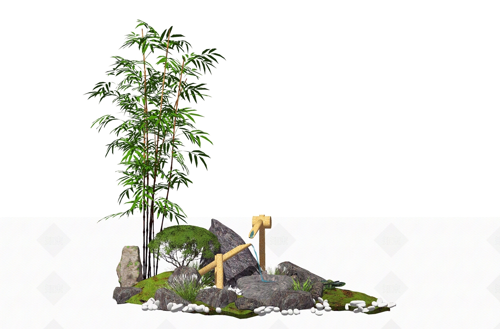 新中式风格滨水景观SU模型下载【ID:660221003】