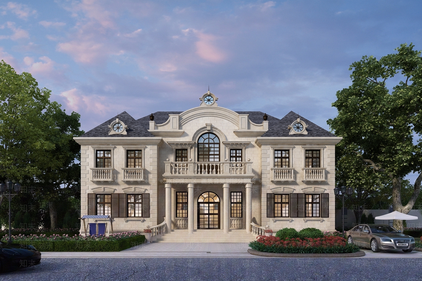 欧式古典风格独栋别墅3D模型下载【ID:560136535】
