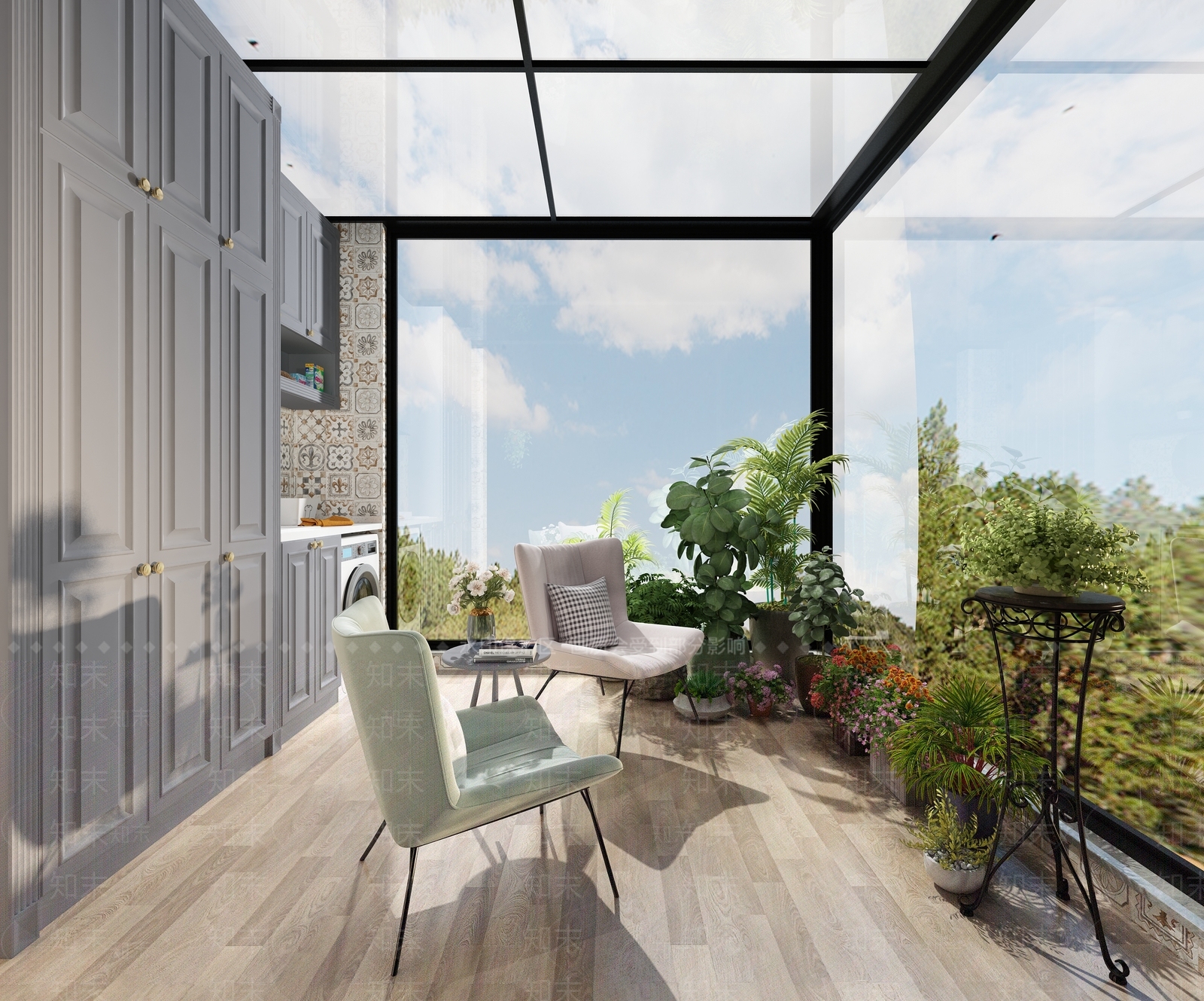 简欧风格别墅露台3D模型下载【ID:960138283】