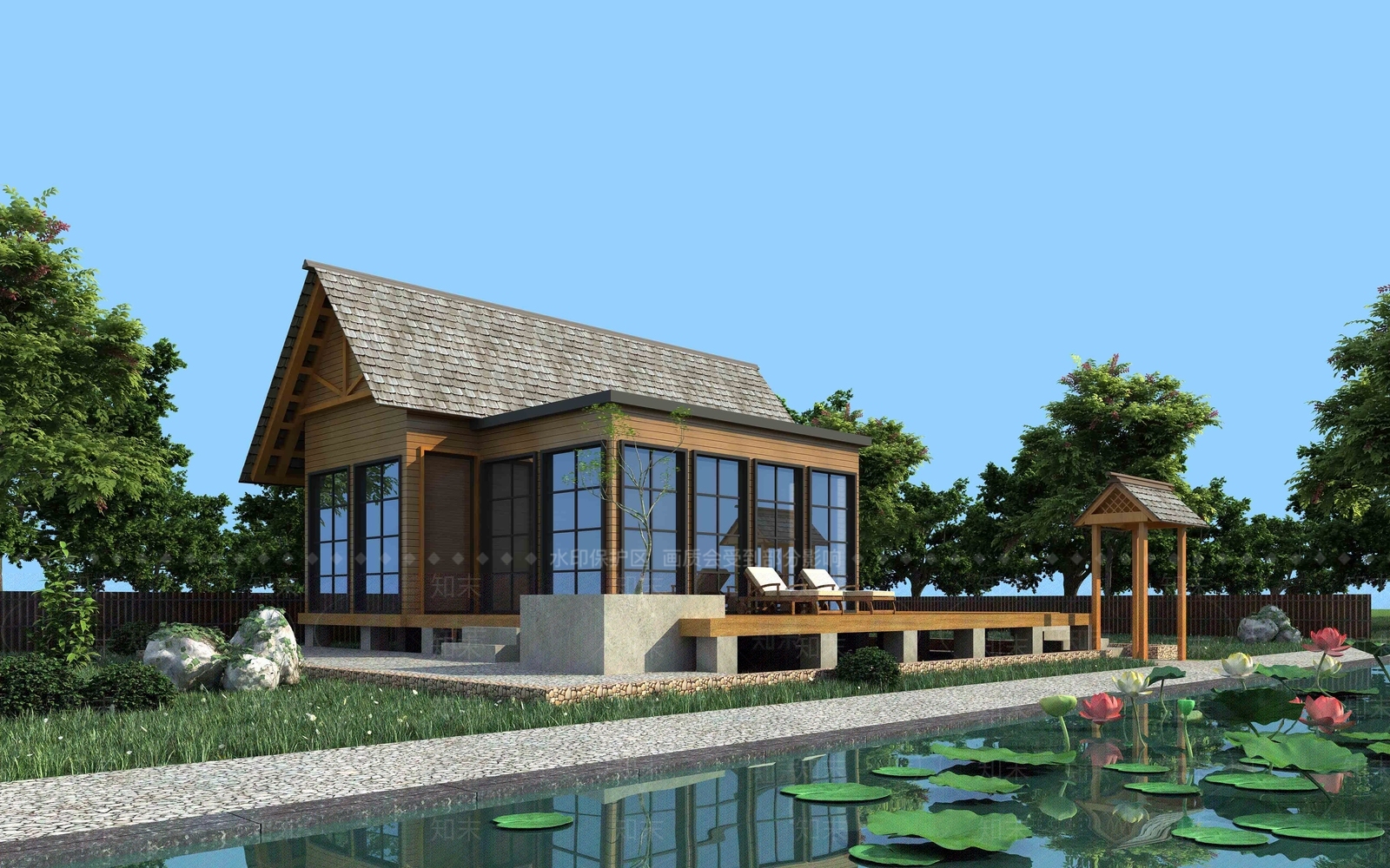 现代风格独栋别墅3D模型下载【ID:360138532】