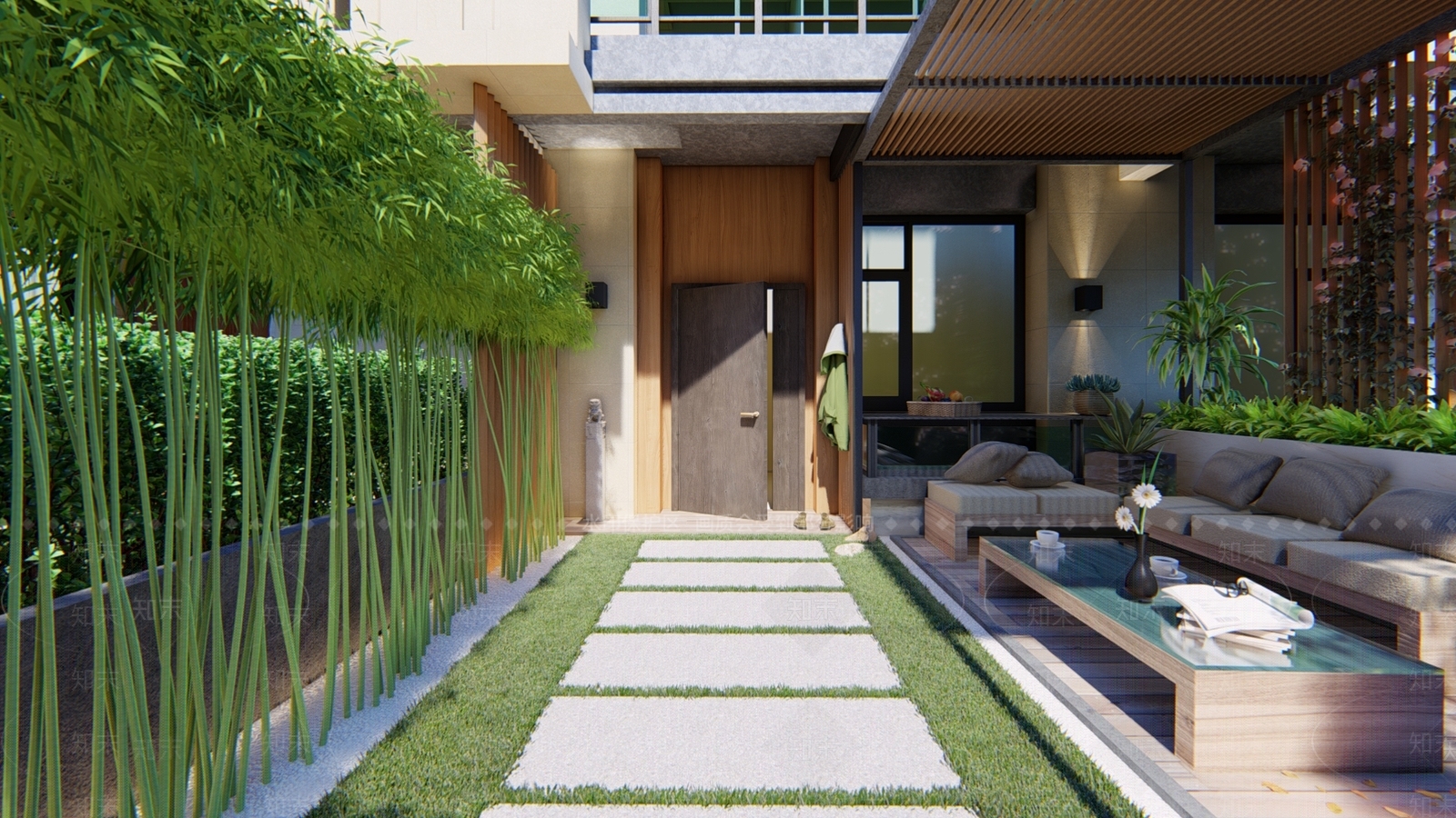 现代风格入户花园SU模型下载【ID:960149463】