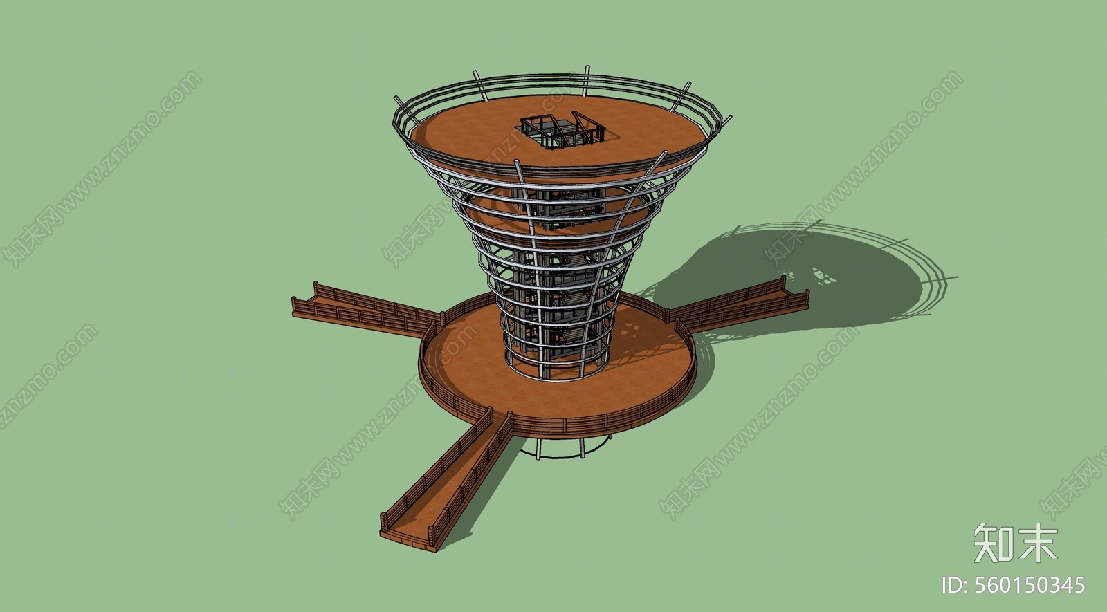 新中式风格塔楼SU模型下载【ID:560150345】