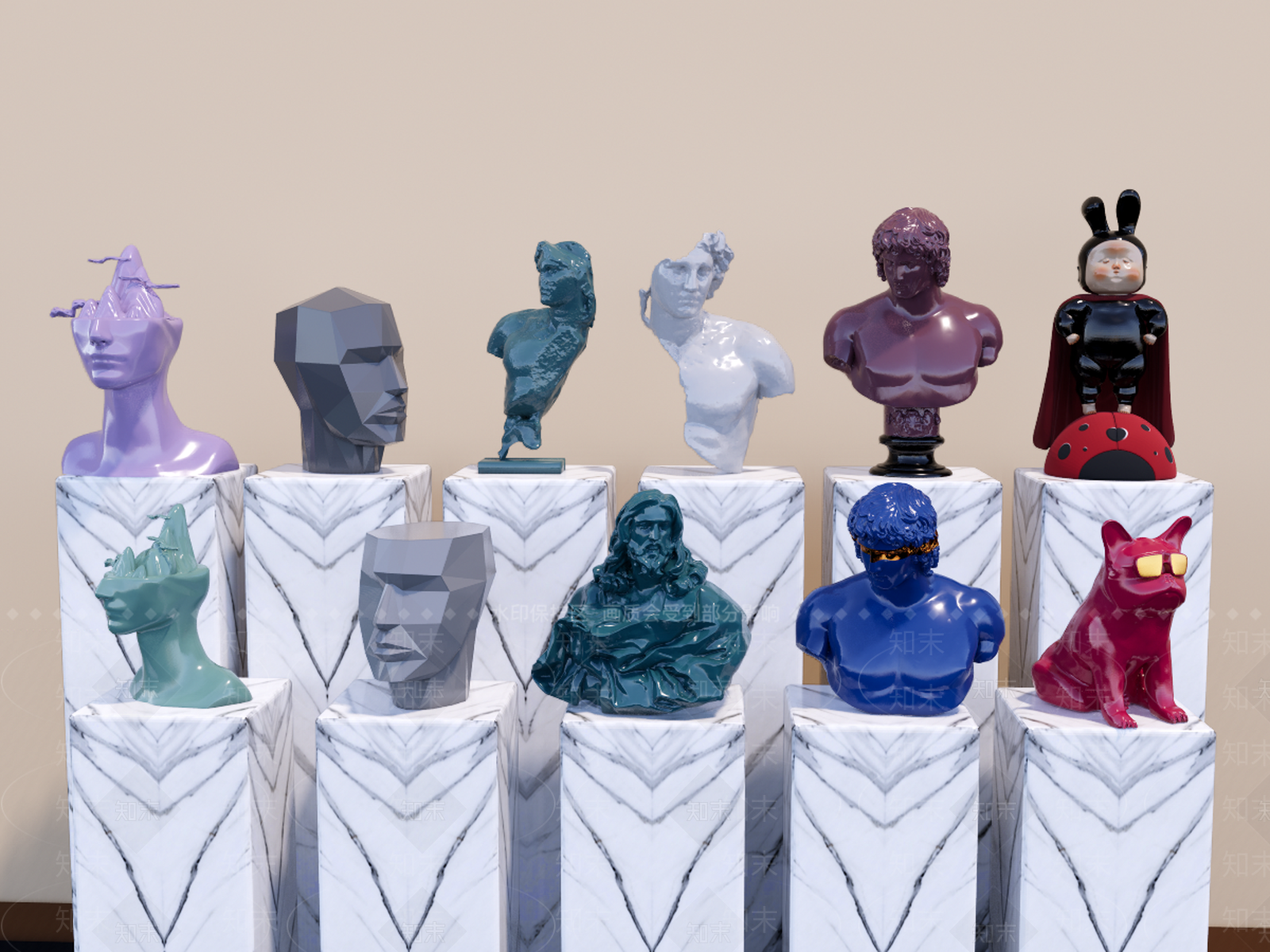 现代人像雕塑SU模型下载【ID:660156870】