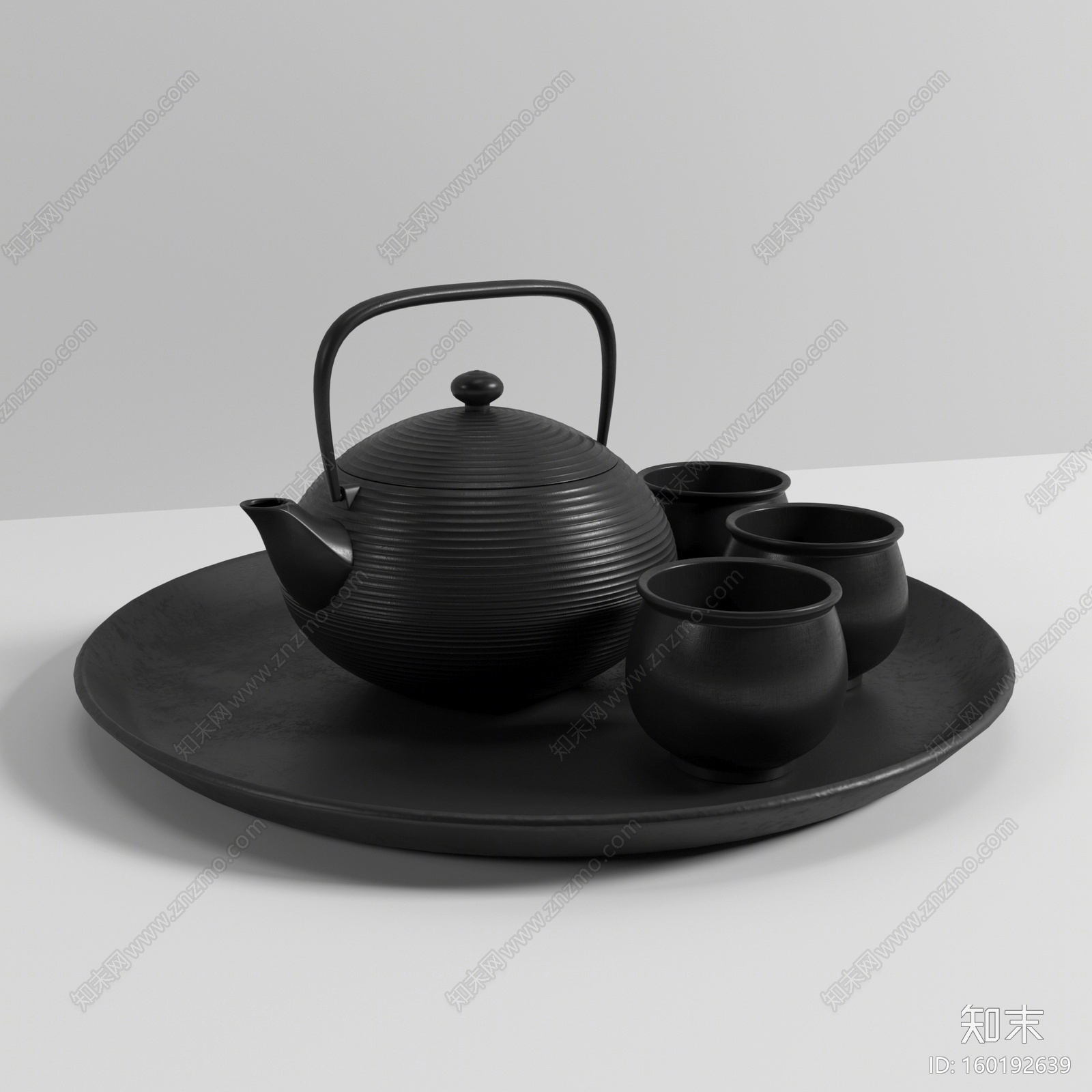 新中式茶具杯具3D模型下载【ID:160192639】