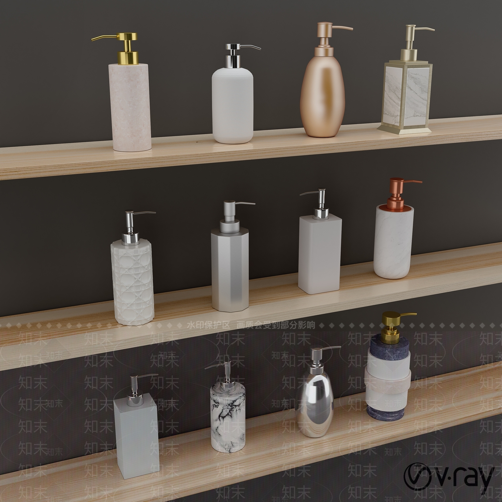 现代洗浴用品3D模型下载【ID:260193189】