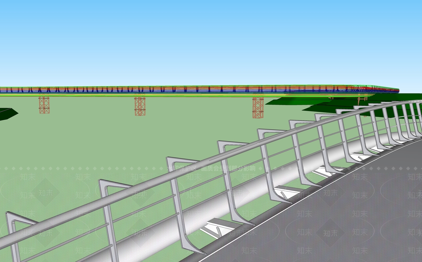 现代风格大桥SU模型下载【ID:660194019】