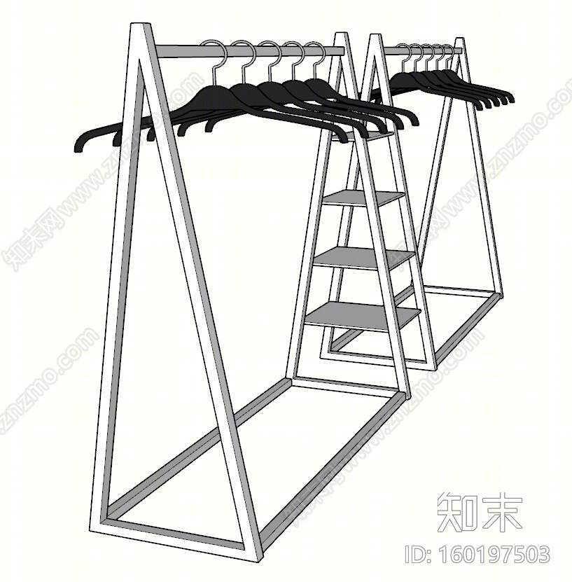 现代风格衣架SU模型下载【ID:160197503】