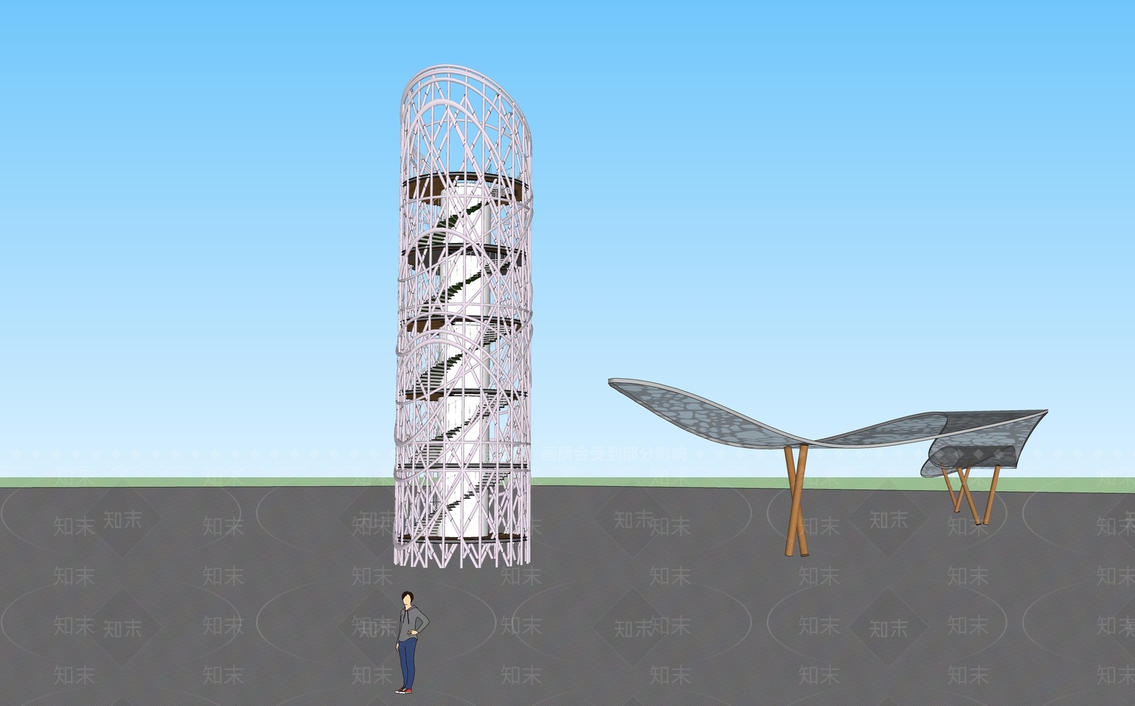 现代风格景观小建筑SU模型下载【ID:660201071】