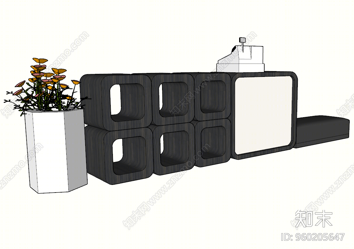北欧风格收银台SU模型下载【ID:960205647】