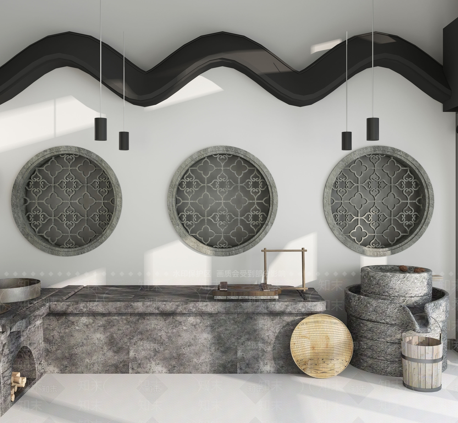 中式灶台3D模型下载【ID:160240382】