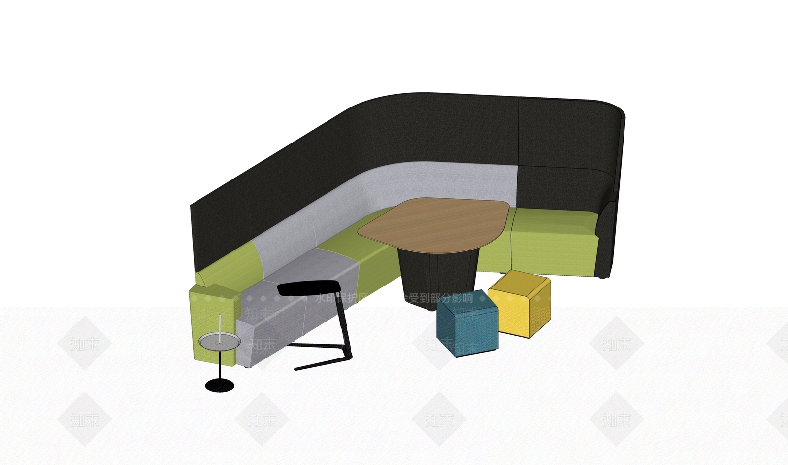 现代风格沙发桌子组合SU模型下载【ID:660251096】