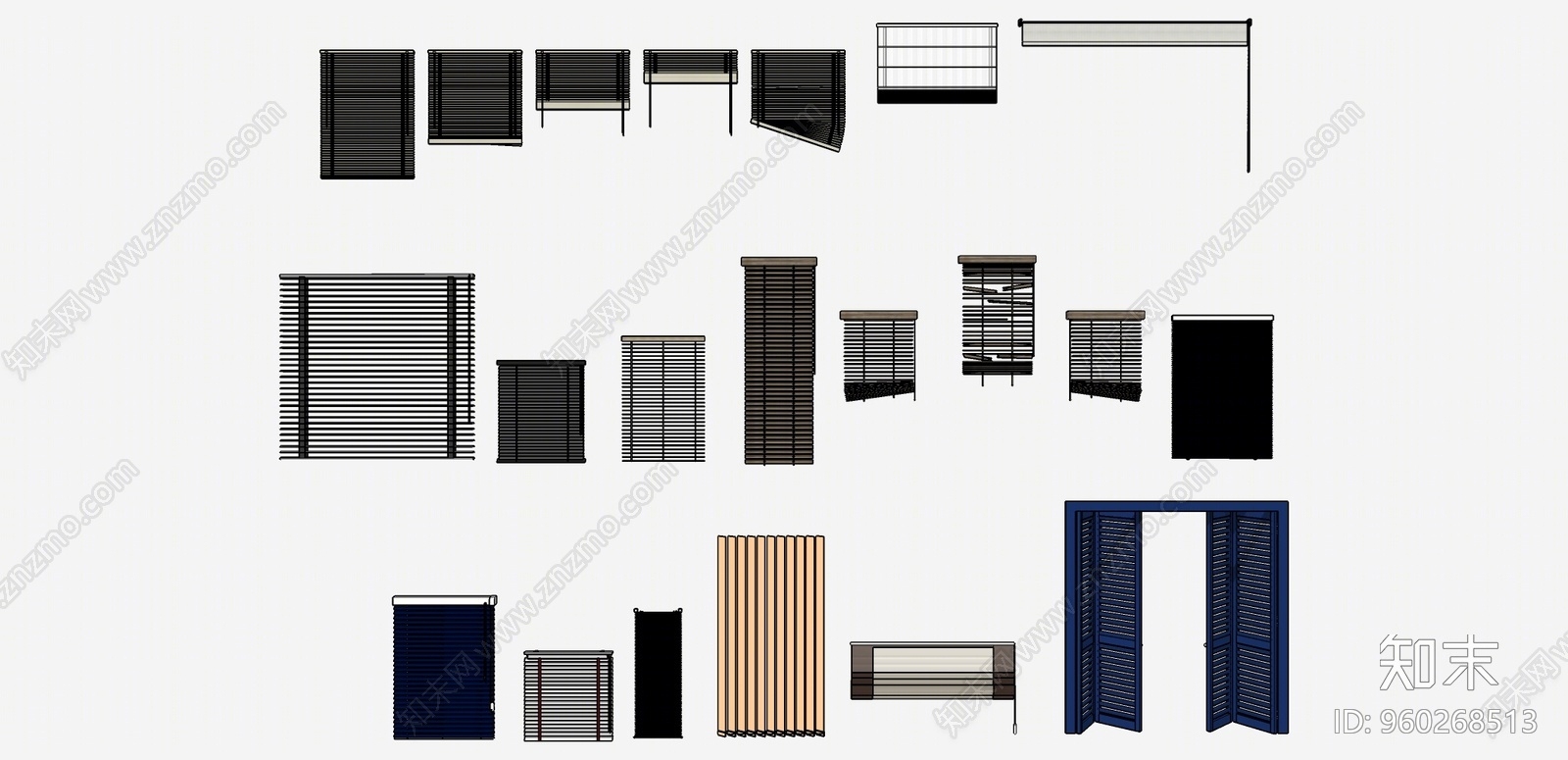 现代风格百叶帘SU模型下载【ID:960268513】