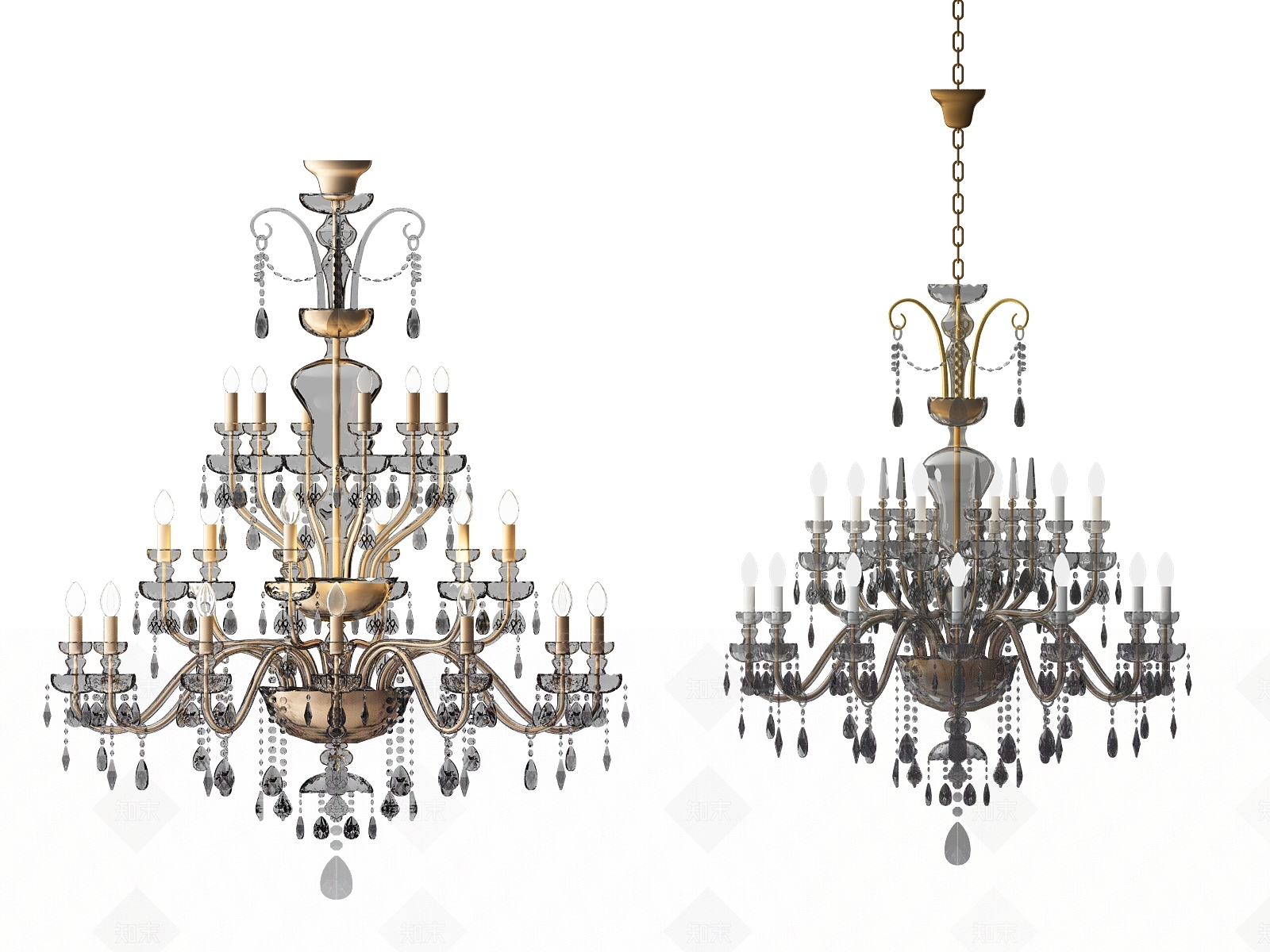 美式水晶蜡烛灯3D模型下载【ID:560305825】
