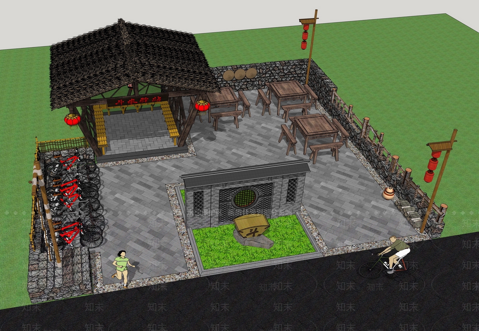 中式风格驿站SU模型下载【ID:560321732】