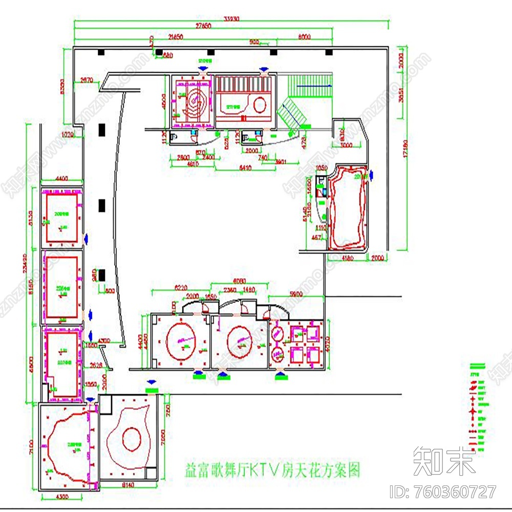 益富歌舞厅KTV包间装修图cad施工图下载【ID:760360727】