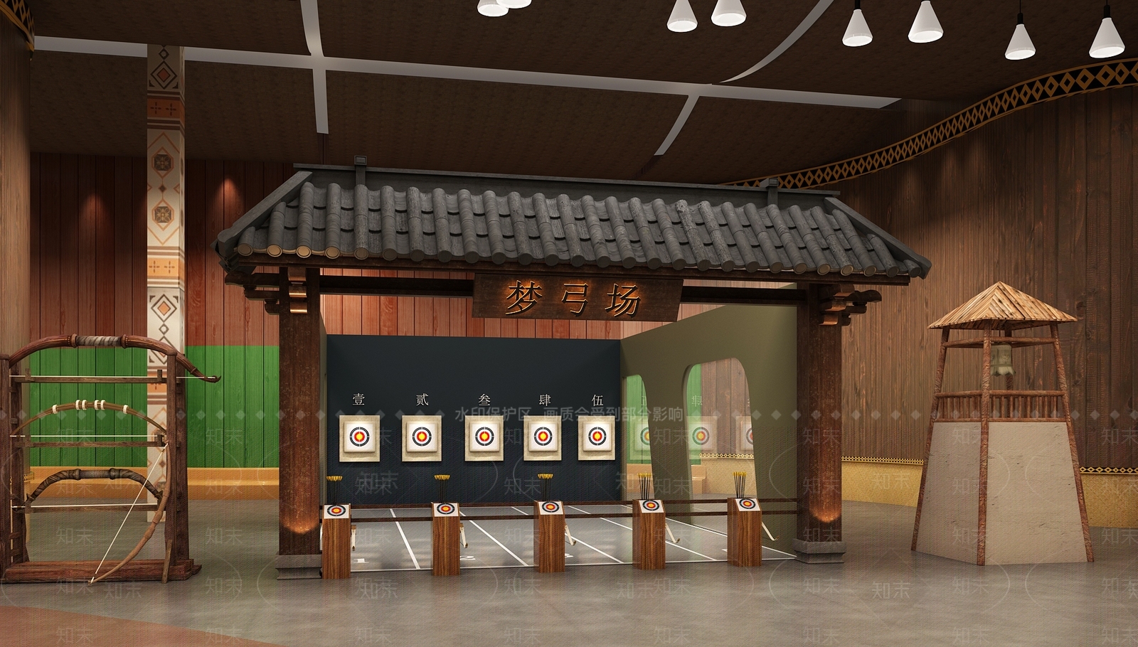 中式射箭馆3D模型下载【ID:960372997】