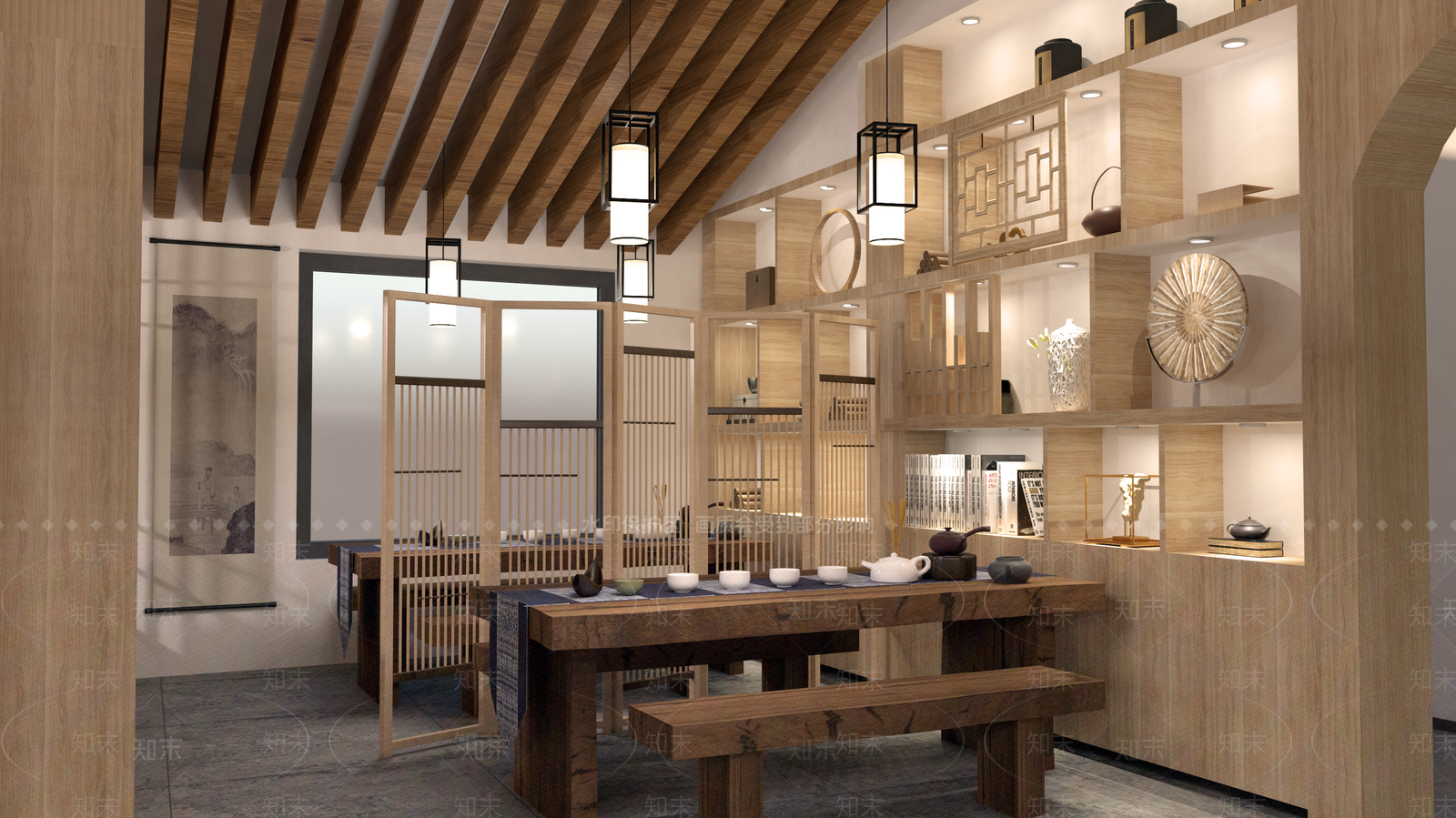 中式风格茶室SU模型下载【ID:960402363】