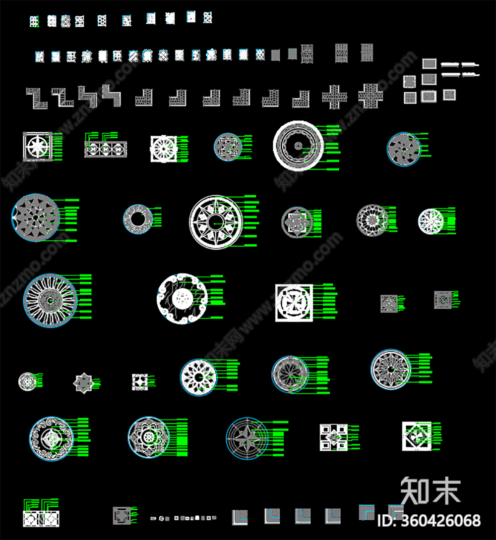 中式风情拼花CADcad施工图下载【ID:360426068】