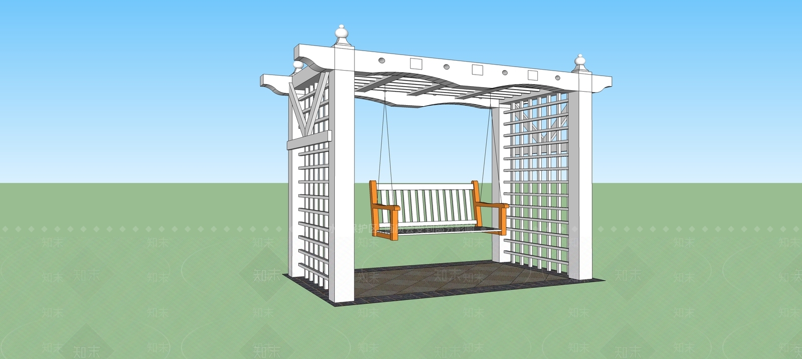 欧式秋千SU模型下载【ID:360428751】