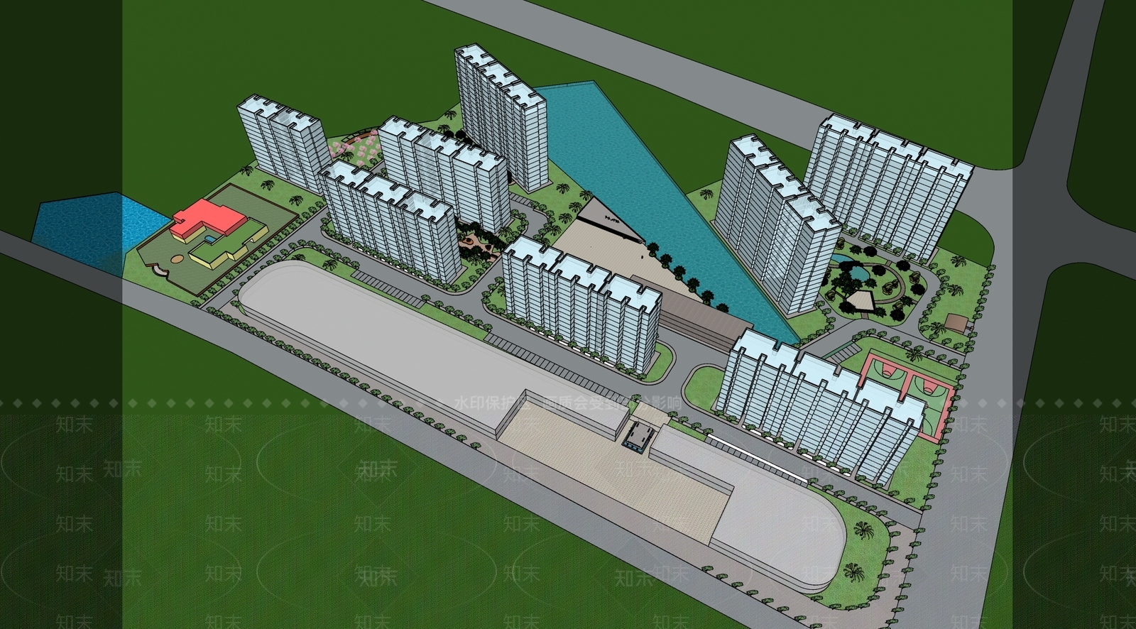 现代风格简模规划SU模型下载【ID:360452231】