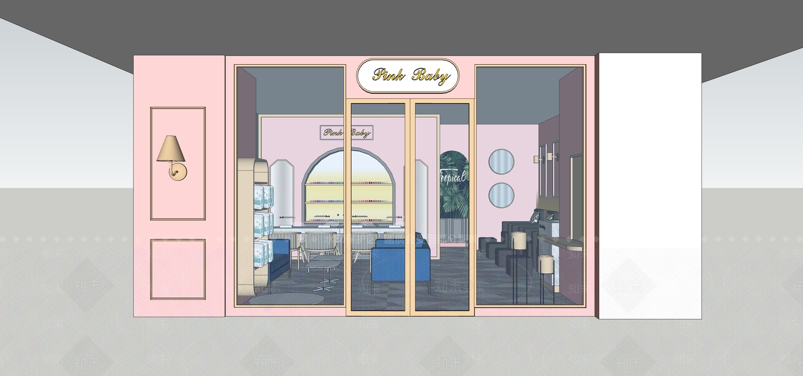 现代风格美甲店SU模型下载【ID:460454388】