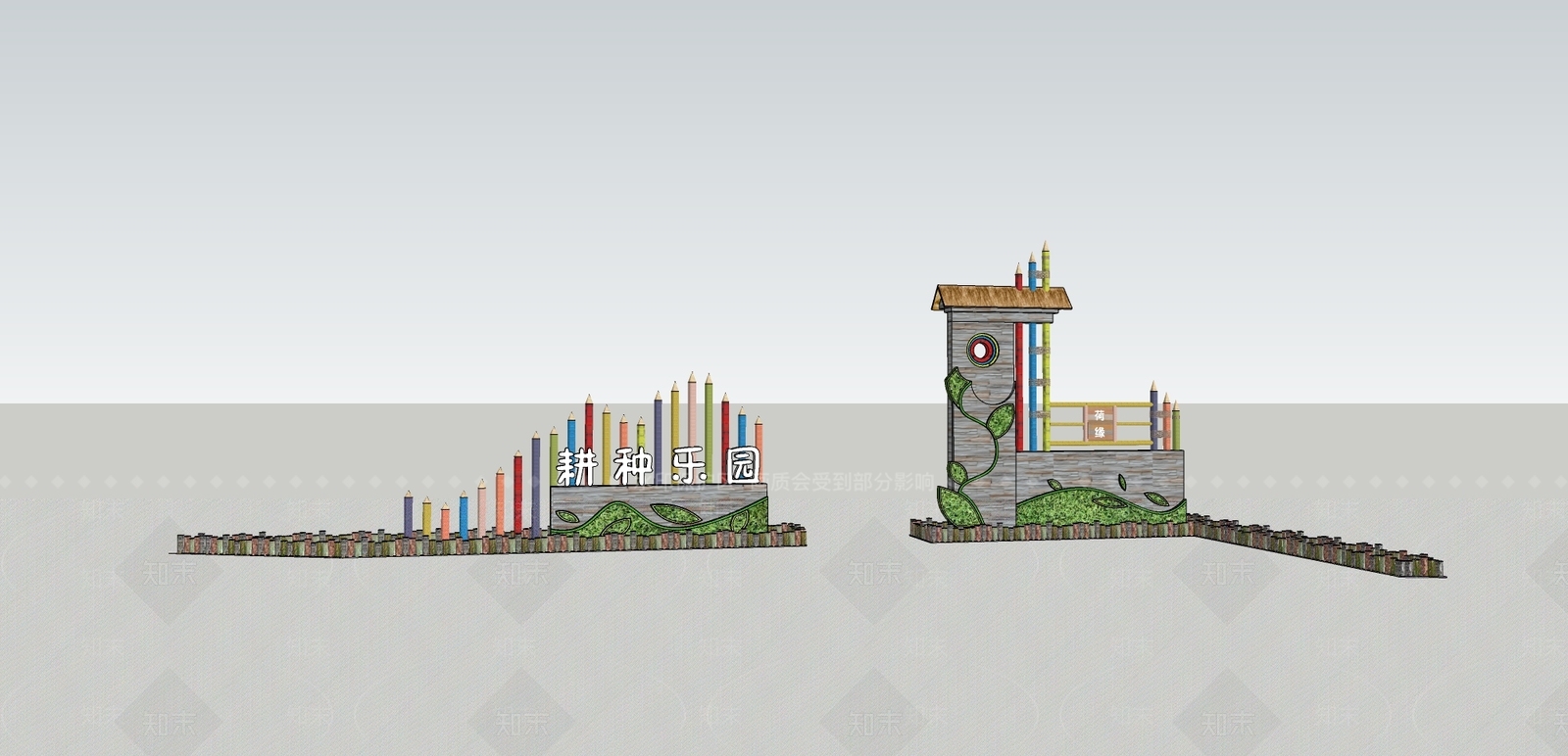 东南亚农庄入口大门SU模型下载【ID:960470155】