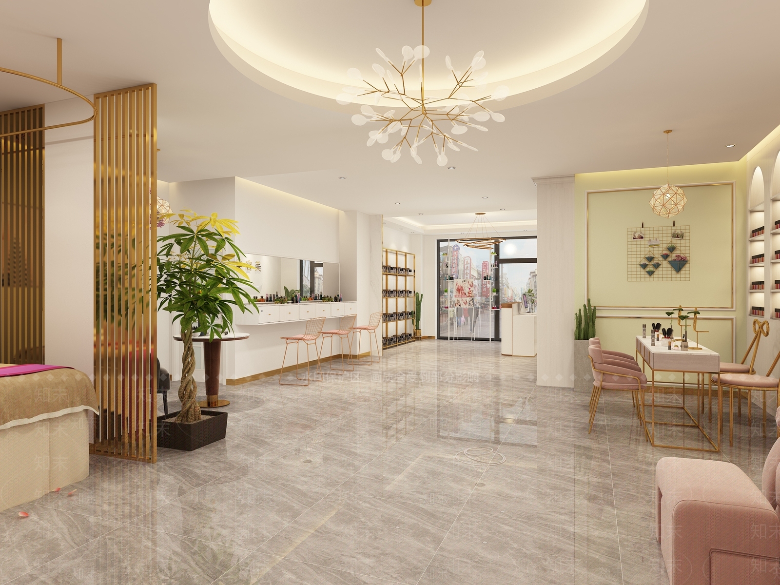 现代轻奢美甲店3D模型下载【ID:260477099】
