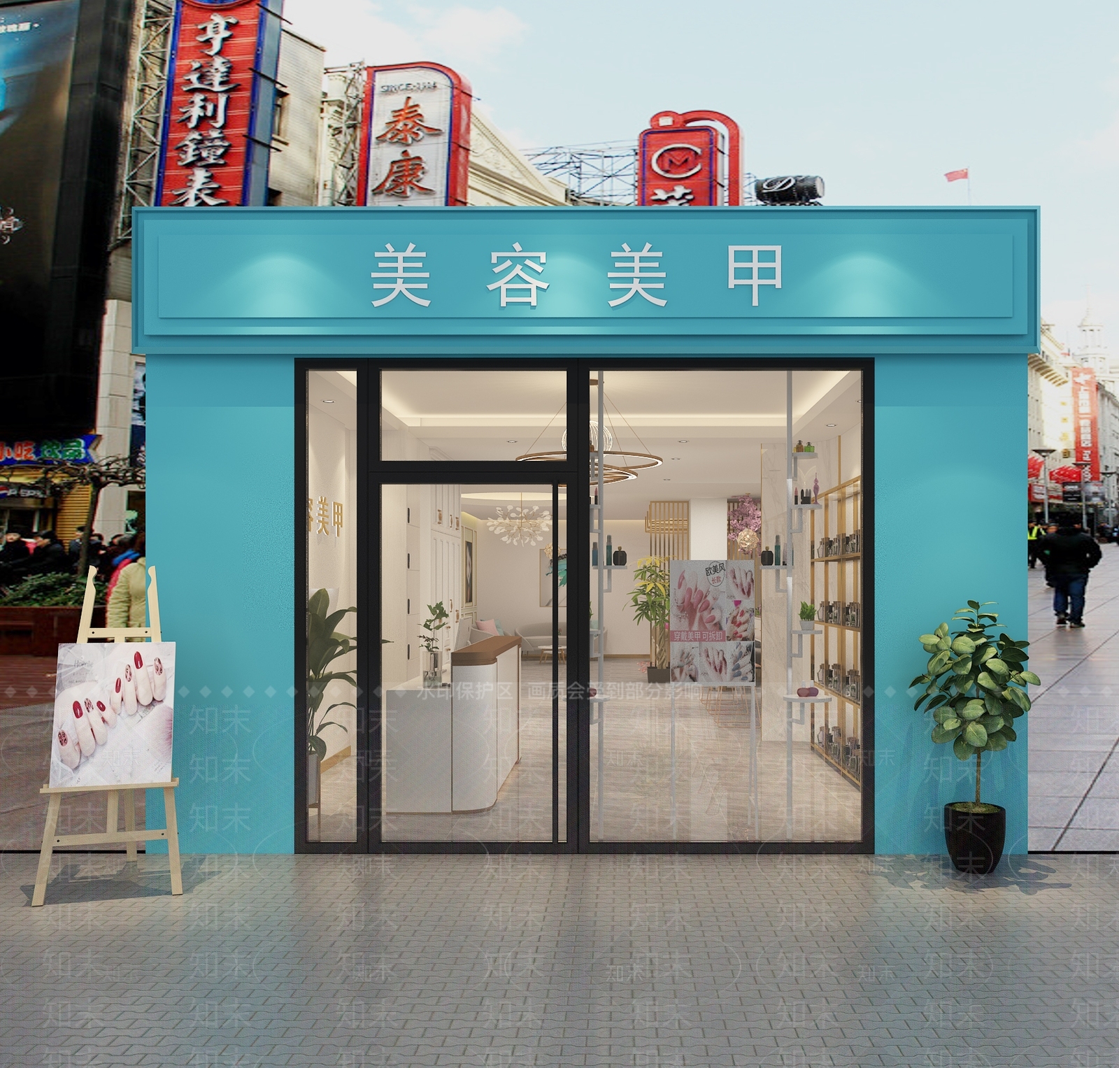 现代轻奢美甲店3D模型下载【ID:260477099】