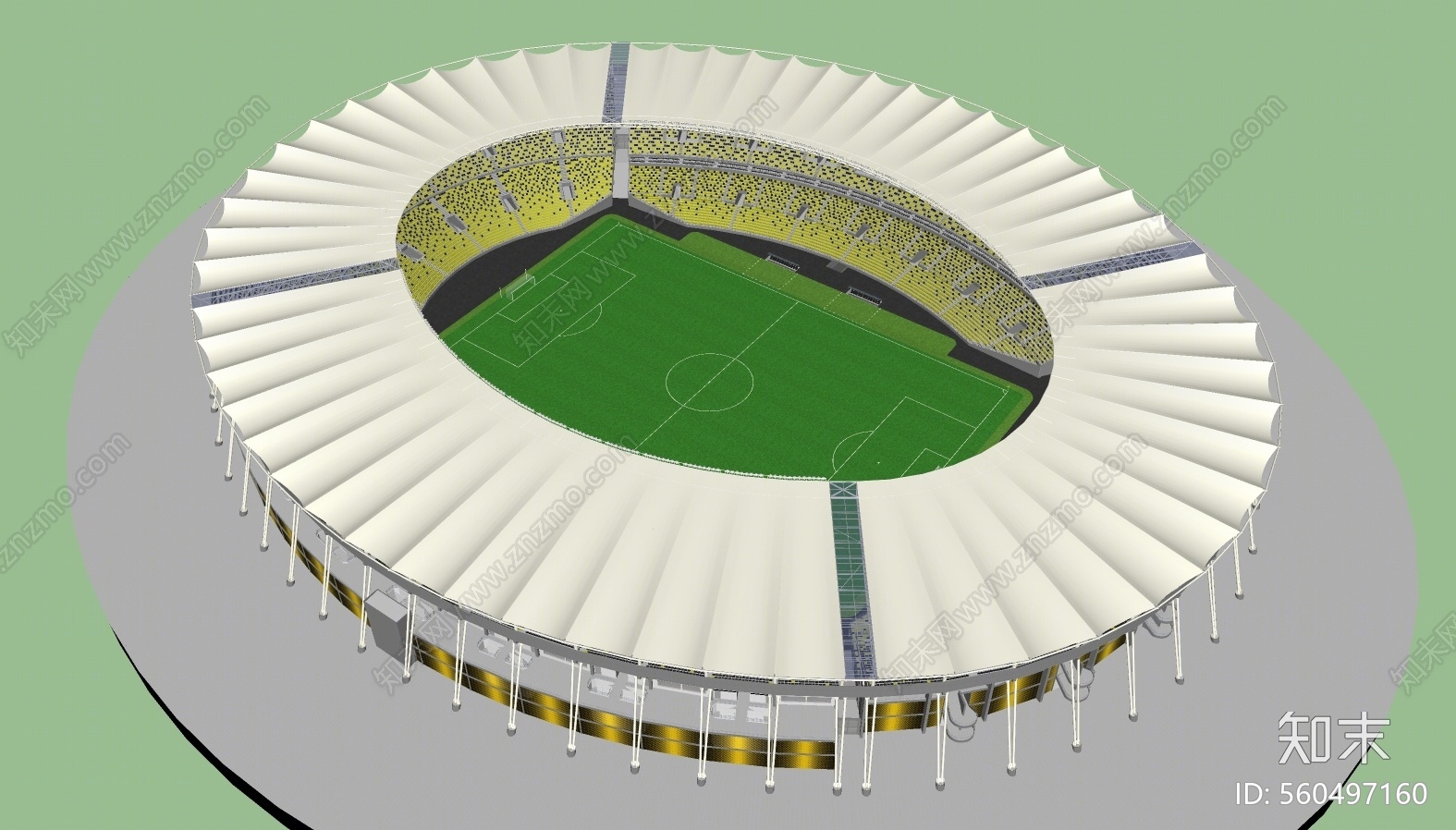 现代风格足球场SU模型下载【ID:560497160】
