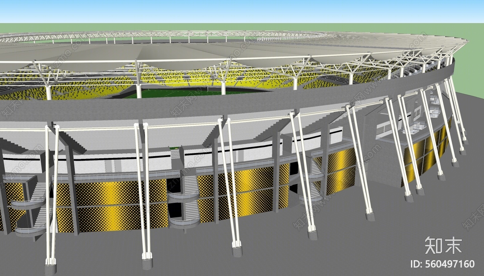 现代风格足球场SU模型下载【ID:560497160】