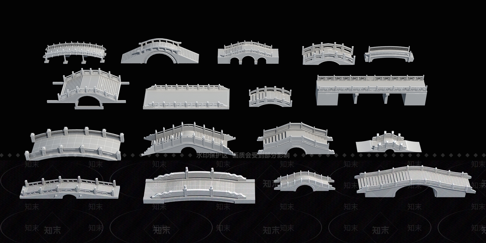 中式古建桥3D模型下载【ID:460512731】