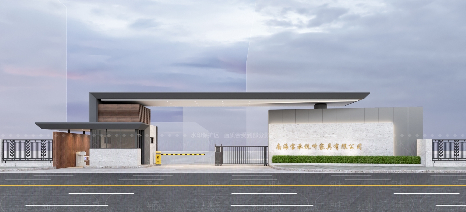 现代工厂入口大门3D模型下载【ID:860523668】