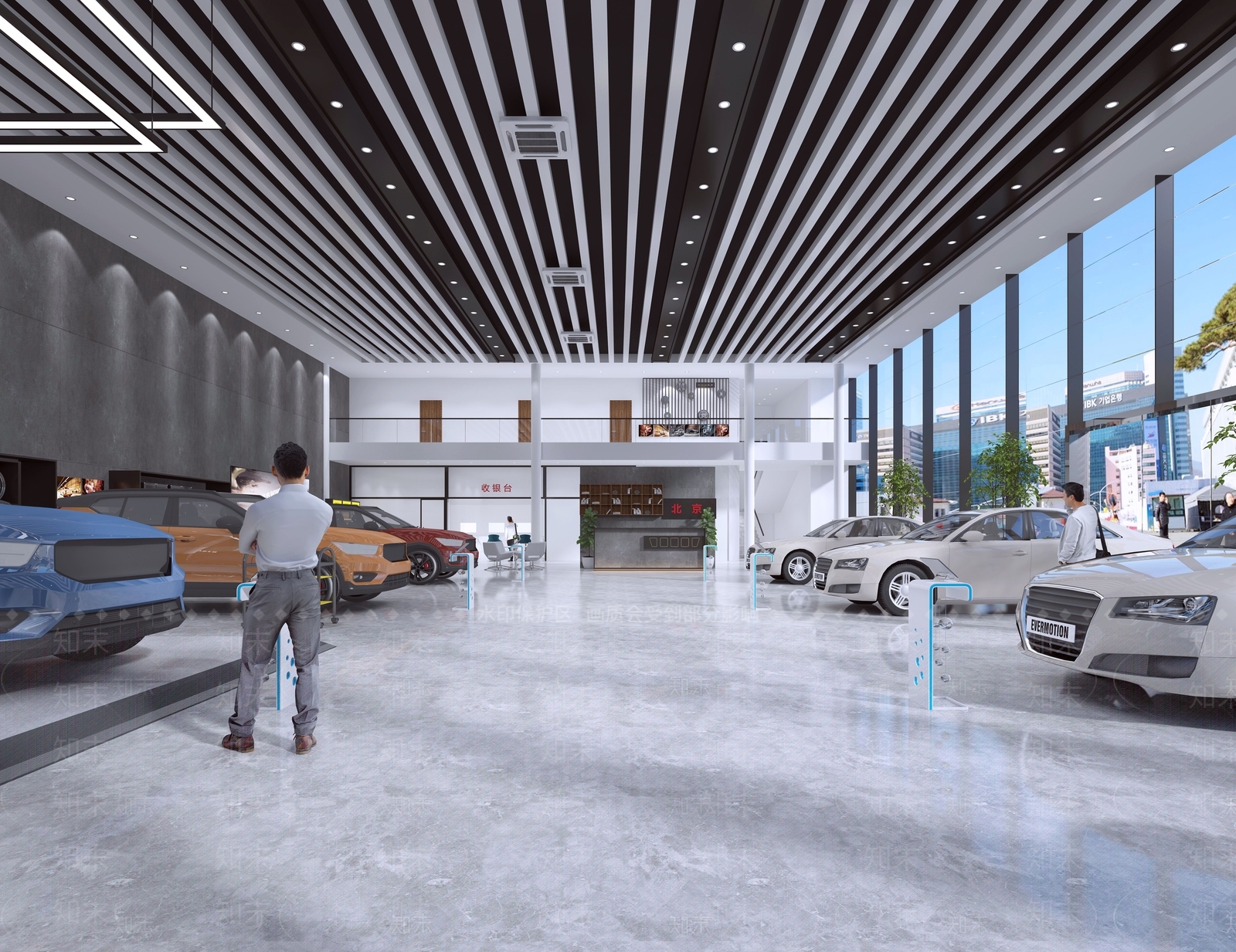 工业风汽车销售4S店3D模型下载【ID:660536103】