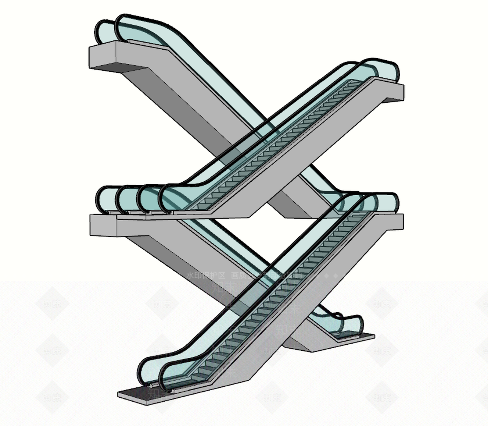 现代风格电动扶梯SU模型下载【ID:360536892】