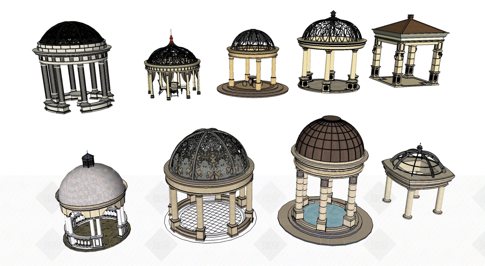 法式风格亭子SU模型下载【ID:460538862】
