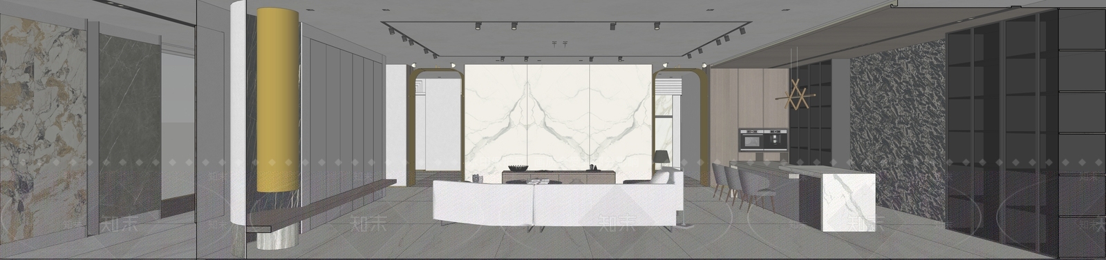 现代风格瓷砖展厅SU模型下载【ID:260540949】